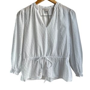 A New Day | White Textured Peplum Blouse